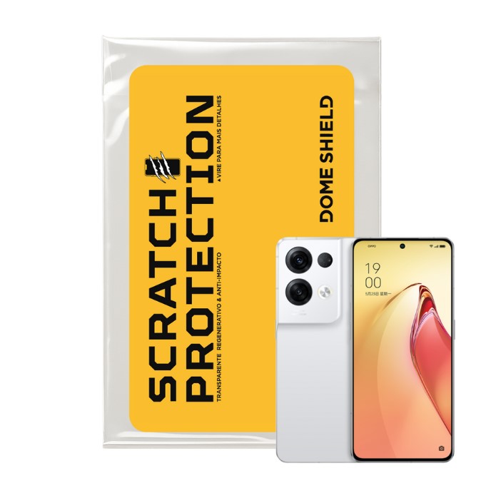 Película PPF Celular Proteção Premium Anti-Riscos, Resistente e Regenerativo – Linha Reno 8 Series | Dome Shield